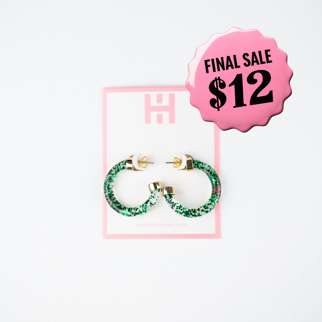 Mini Hoops - Green Glitter