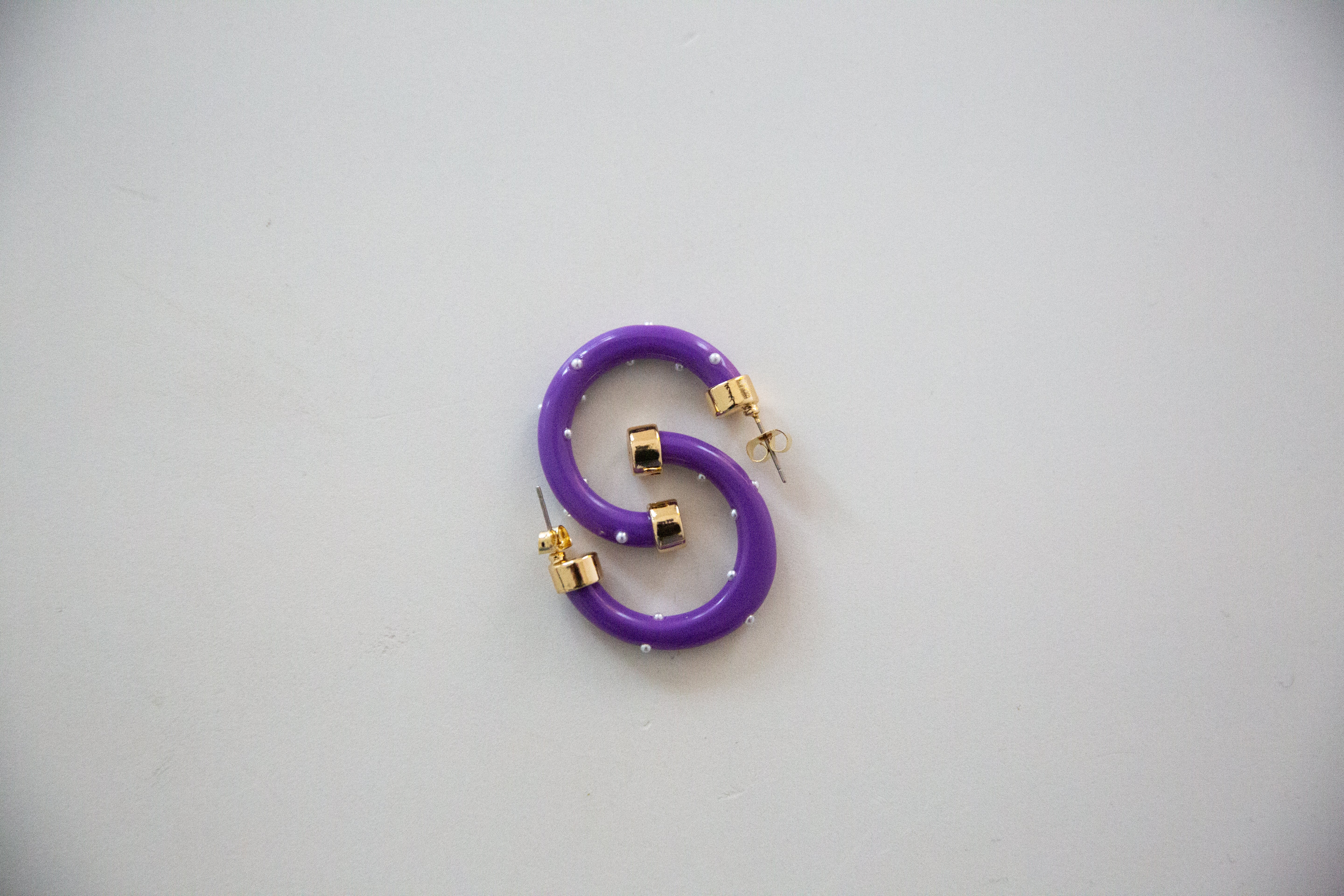Purple with Pearls 1-Inch Hoops - WAREHOUSE SALE