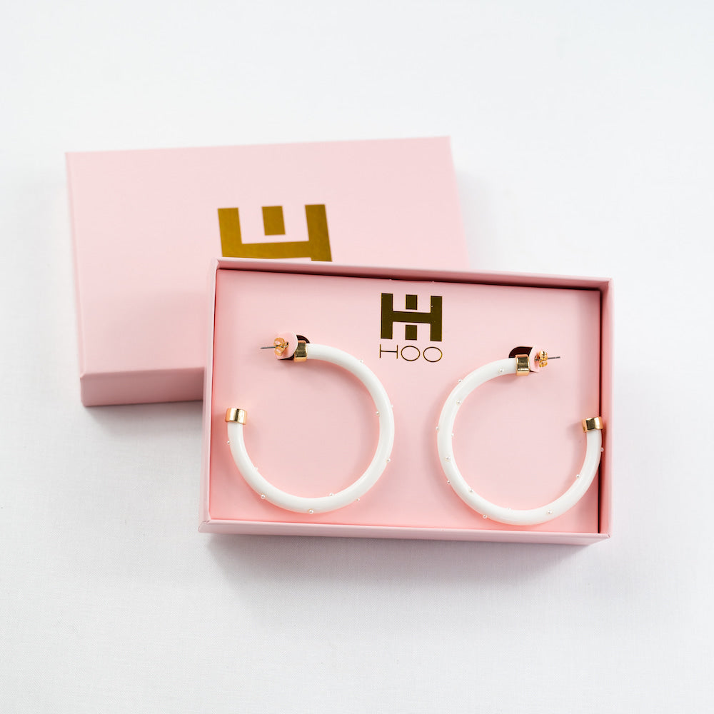 Hoops - White with Pearls