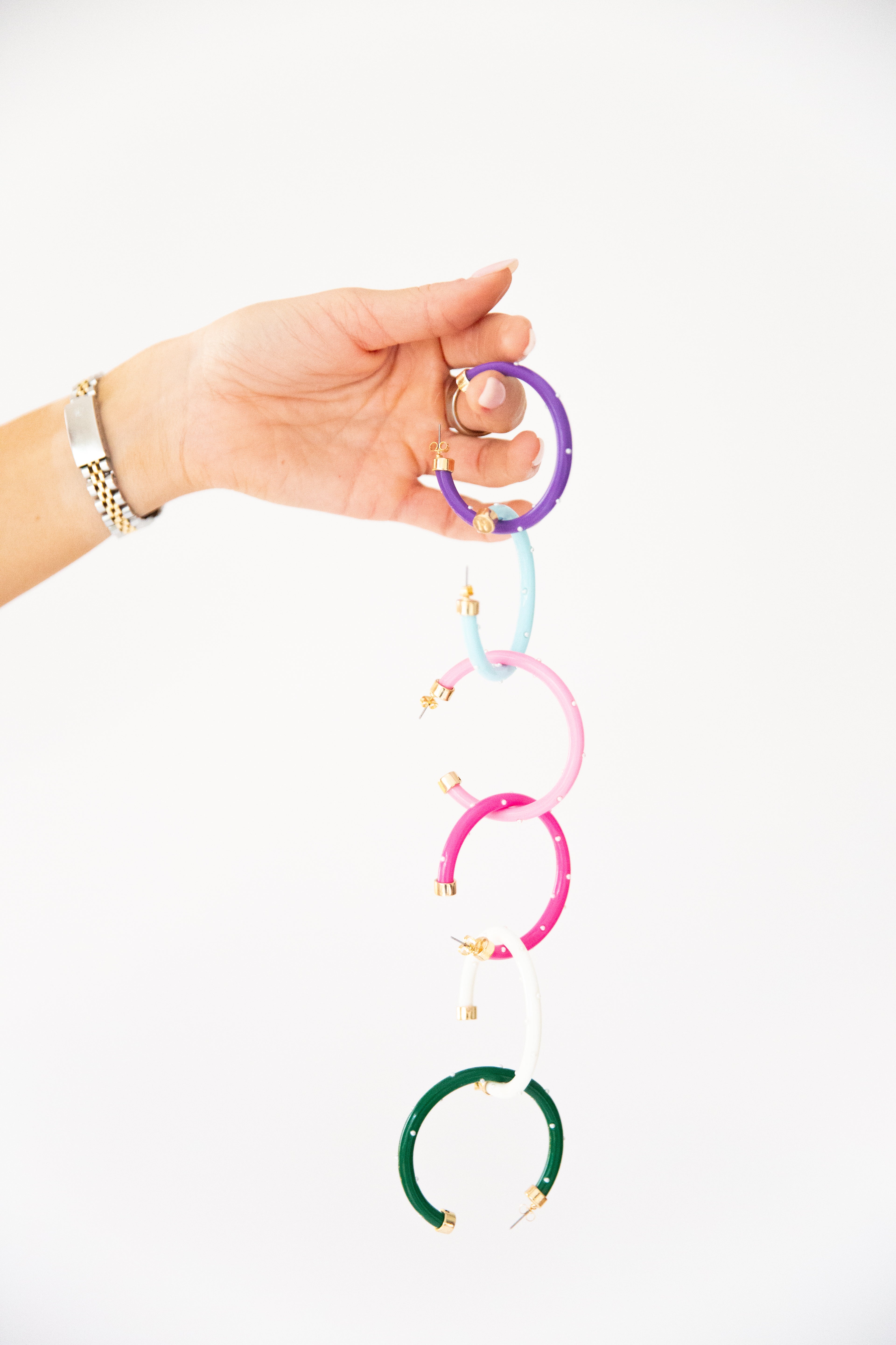 Purple with Pearls 2-Inch Hoops - WAREHOUSE SALE