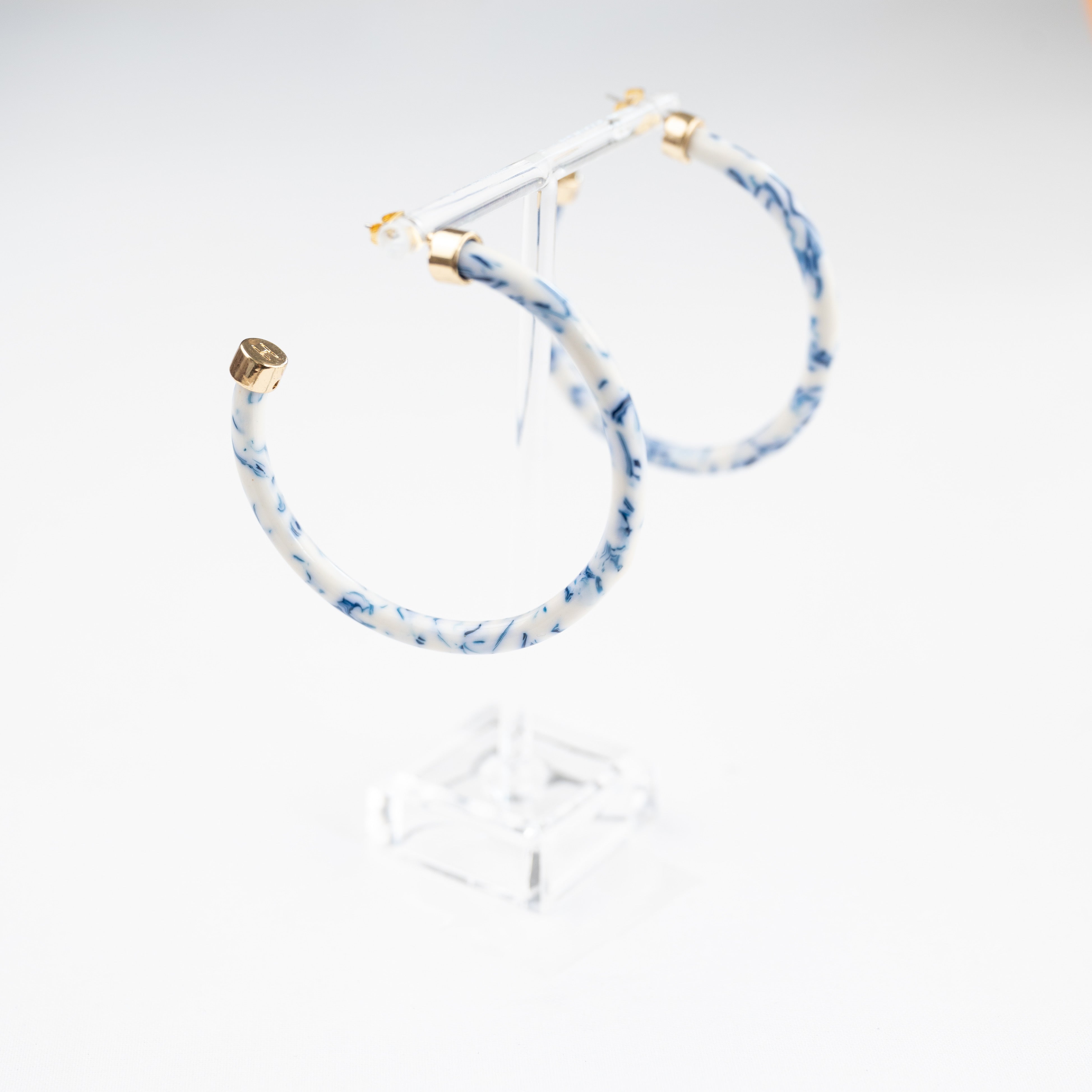 Blue Marble 2-Inch Hoops - WAREHOUSE SALE