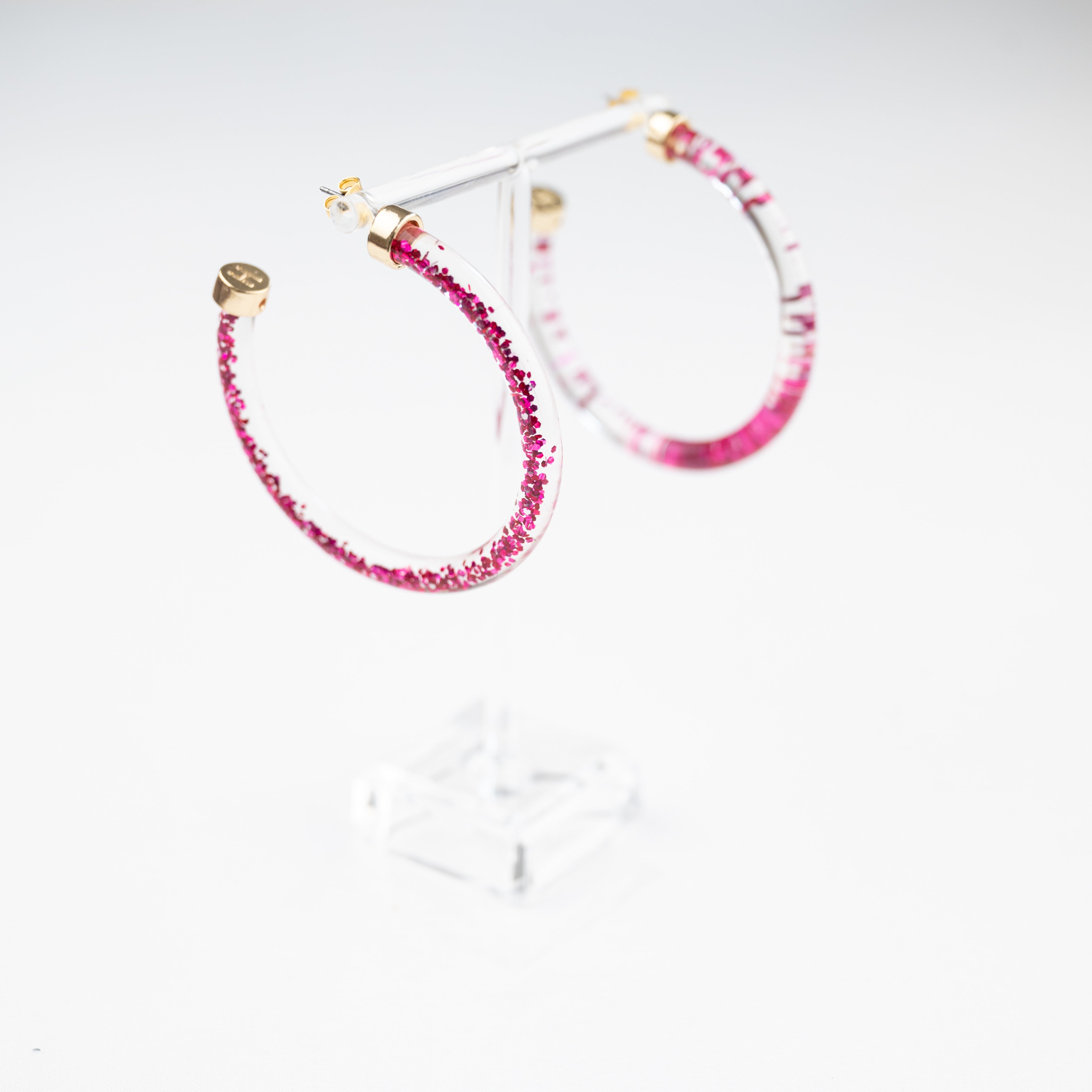 Hoops - Dark Pink Glitter