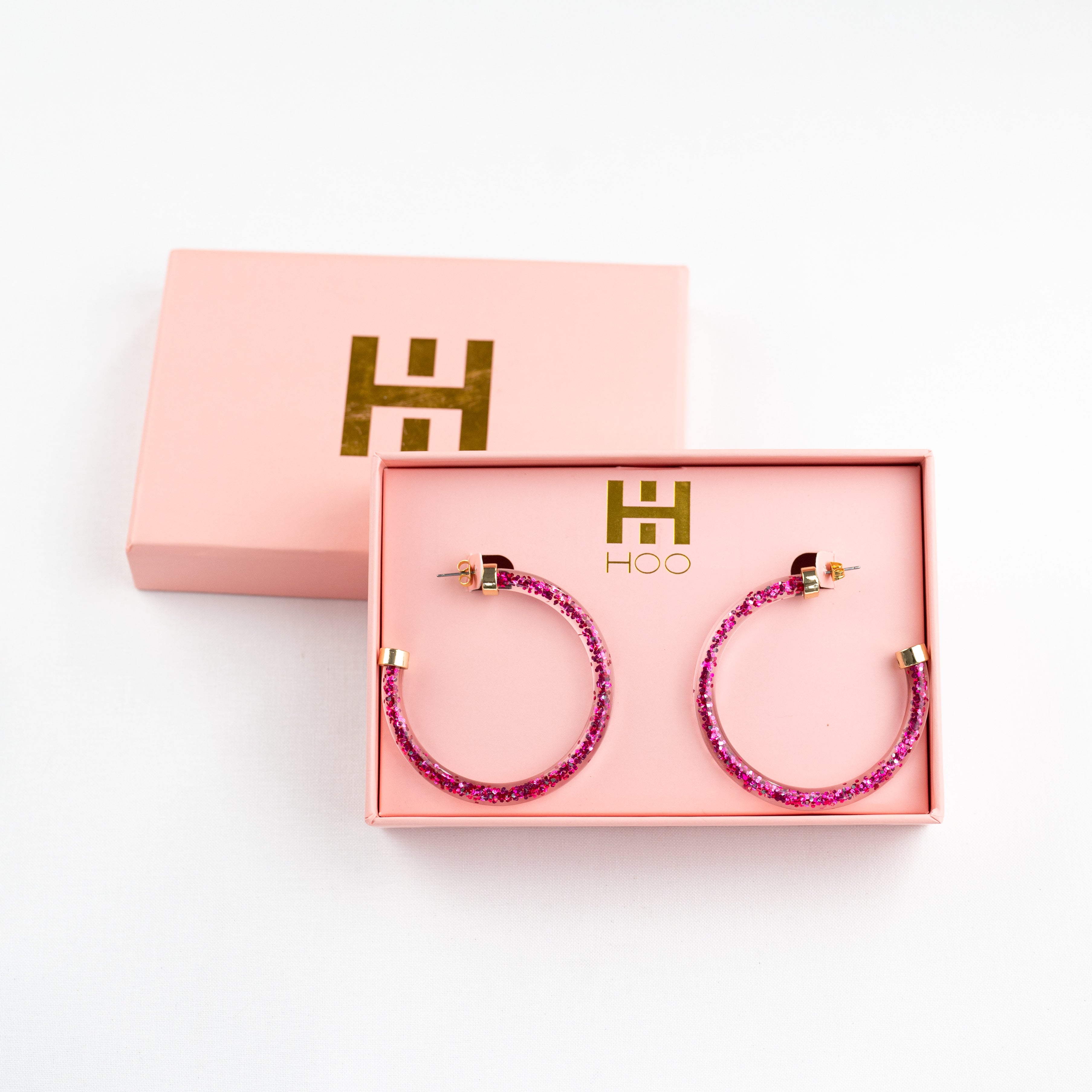 Hoops - Dark Pink Glitter