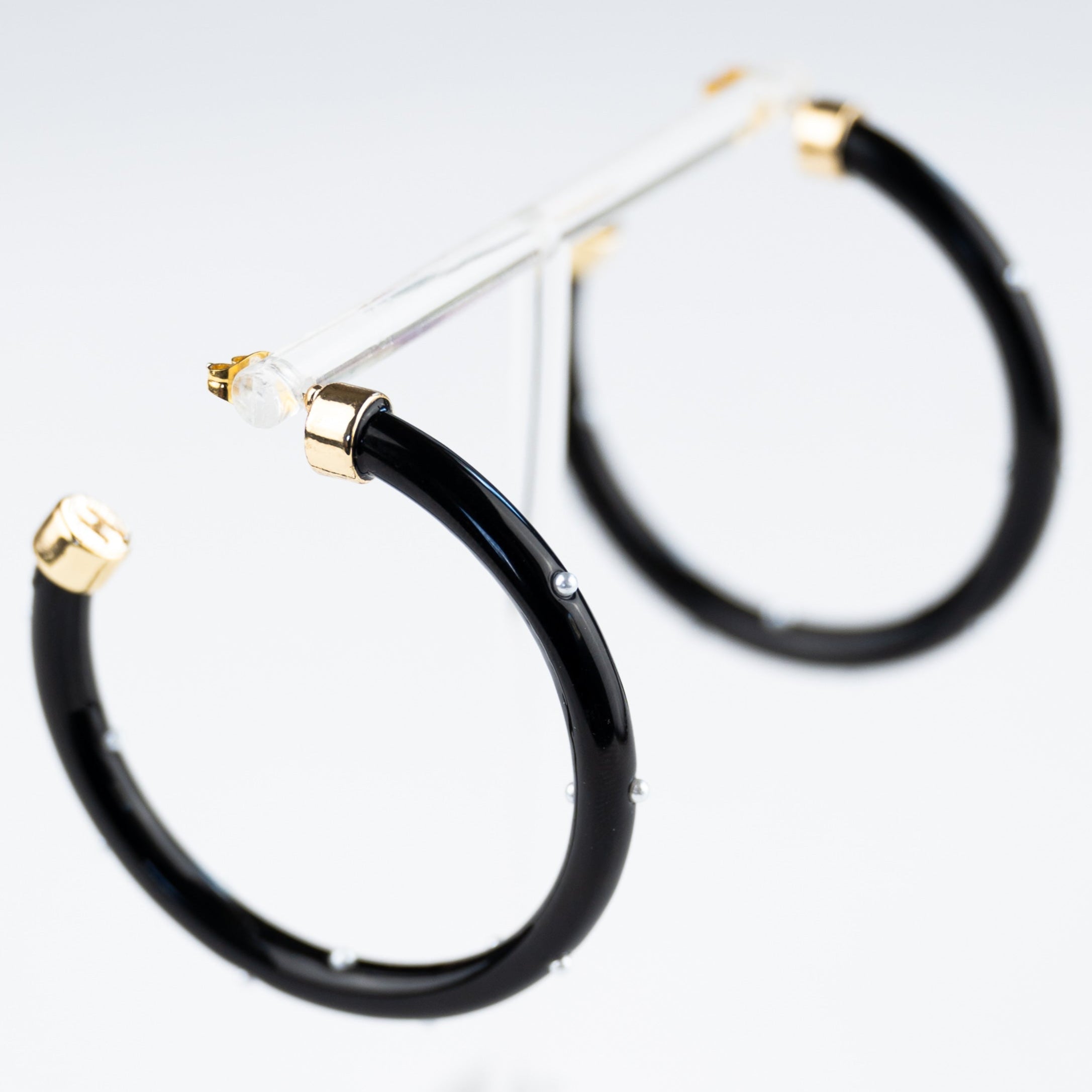 Hoops - Black with Pearls