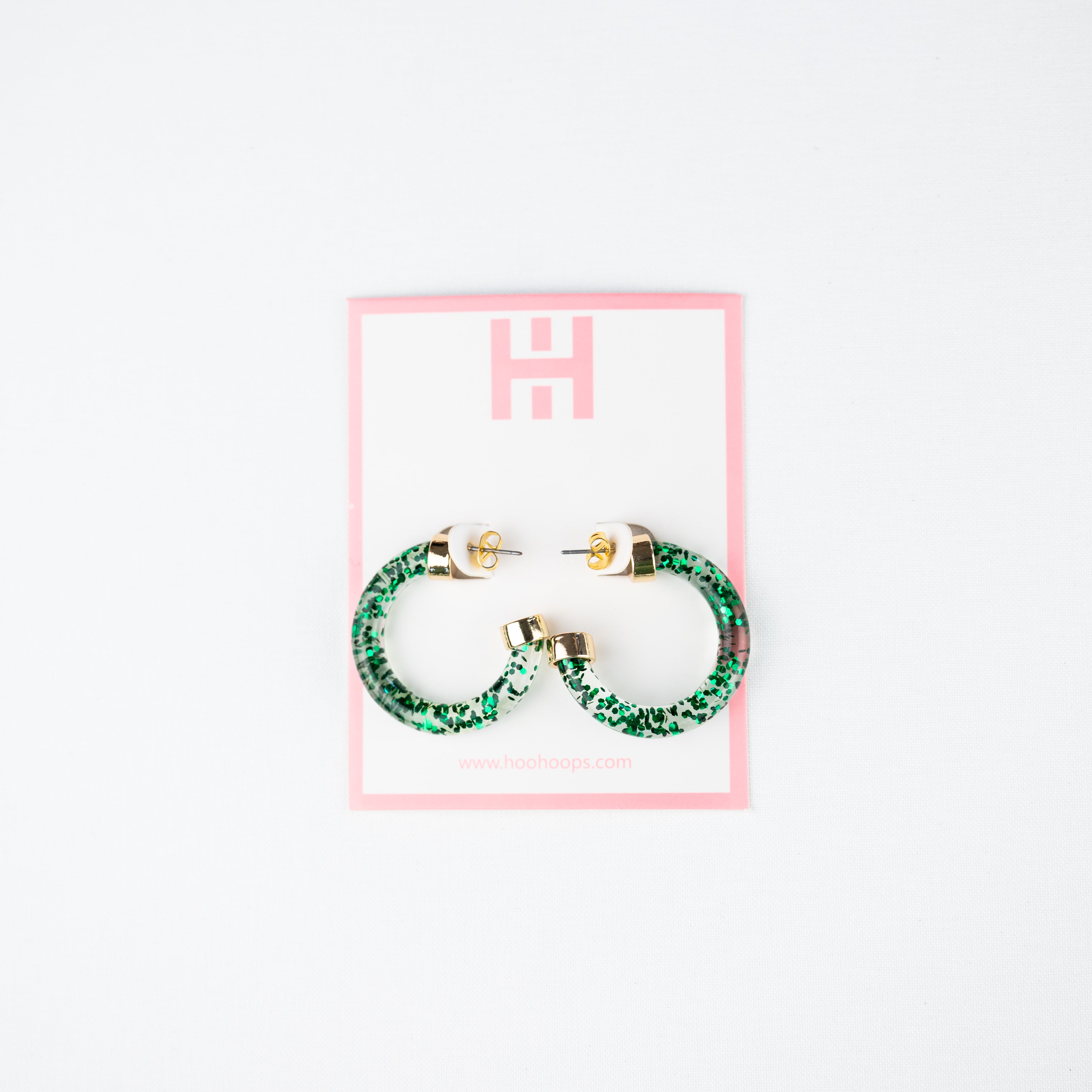 Mini Hoops - Green Glitter