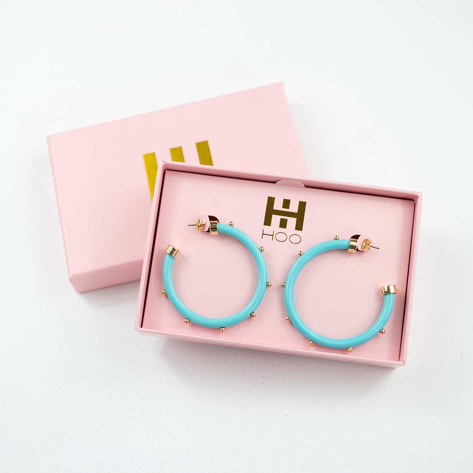 Hoops - Turquoise with Gold Balls