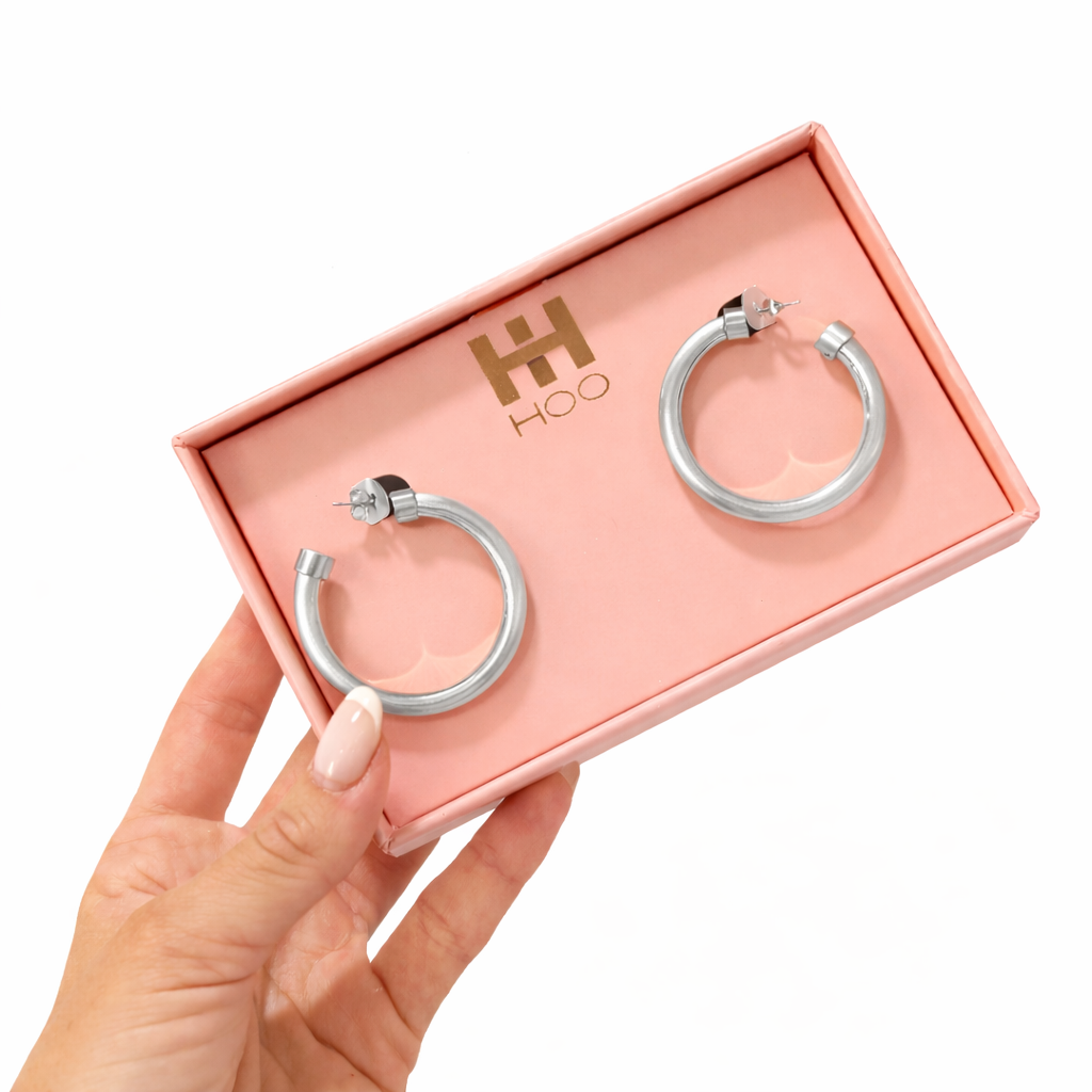 Brushed Metallic Hoop Earrings