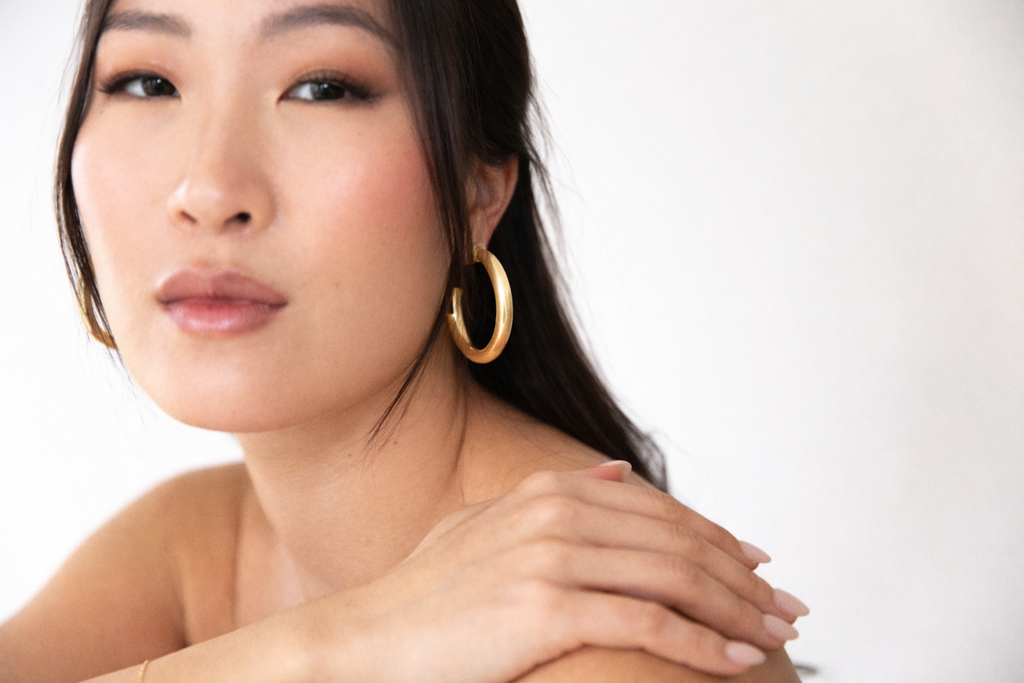 Brushed Gold Hoop Earrings