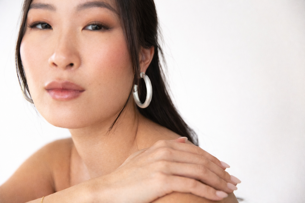 Brushed Silver Hoop Earrings