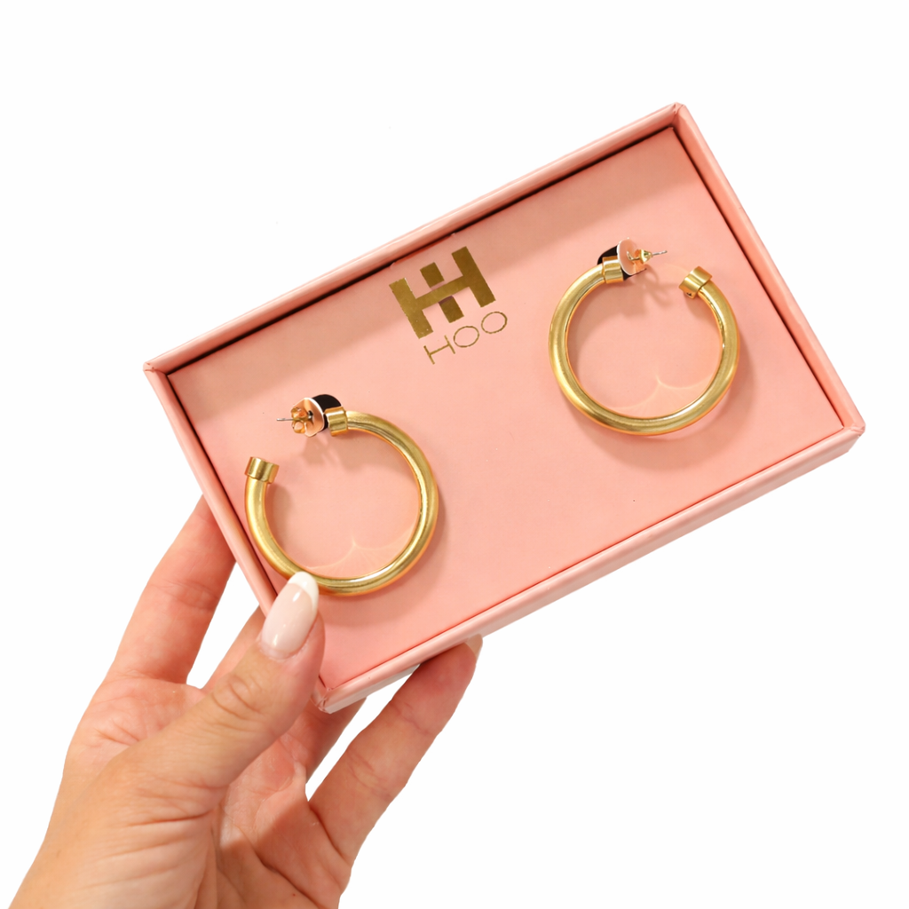 Brushed Gold Hoop Earrings