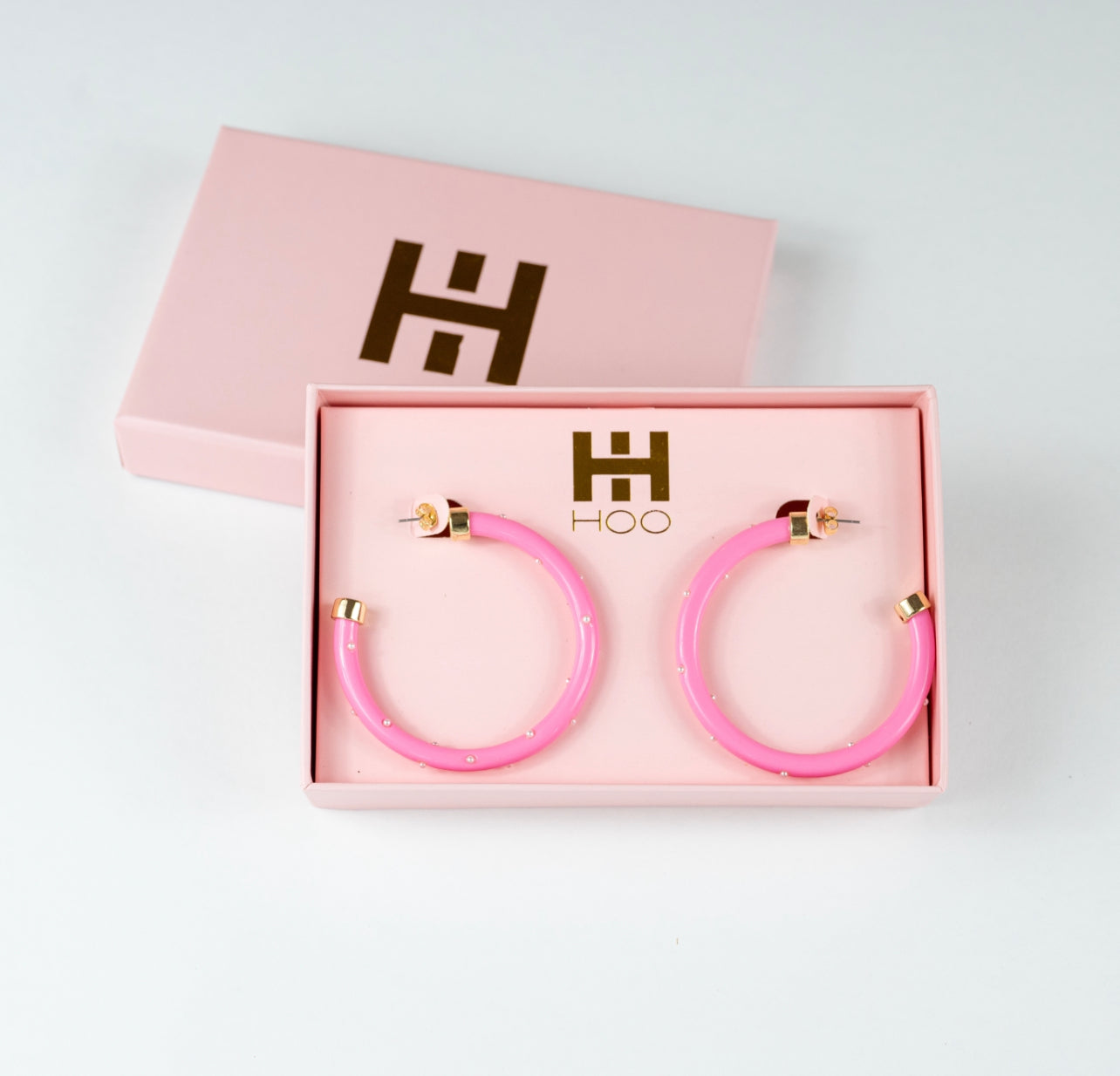 Bubble Gum with Pearls Hoop Earrings