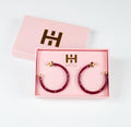 Maroon with Pearls Hoop Earrings