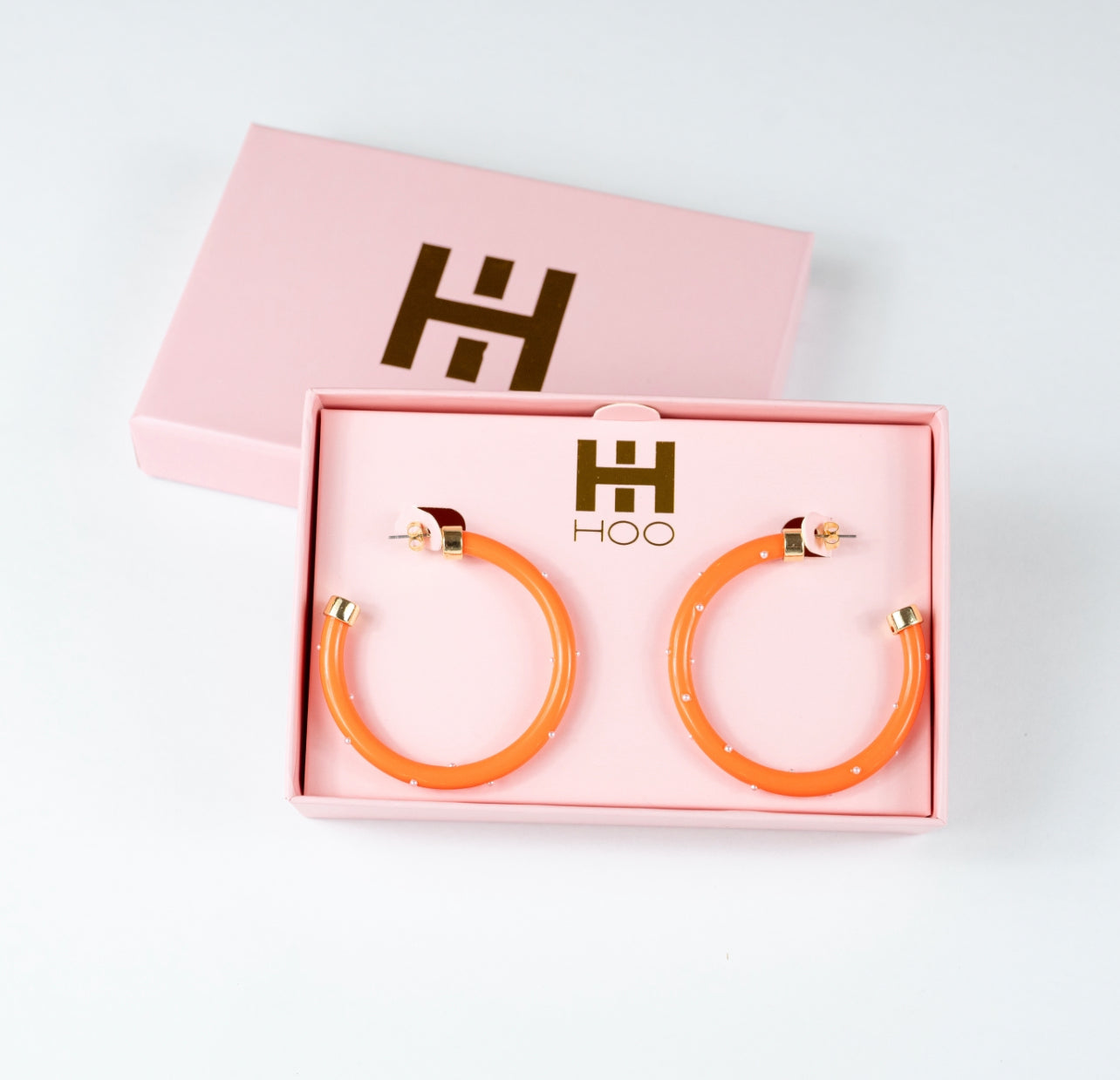 Hoops - Orange with Pearls