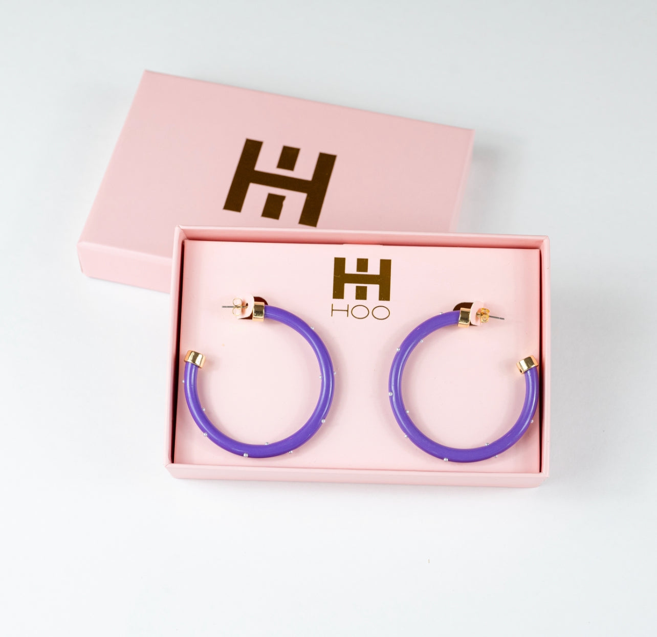 Purple with Pearls Hoop Earrings