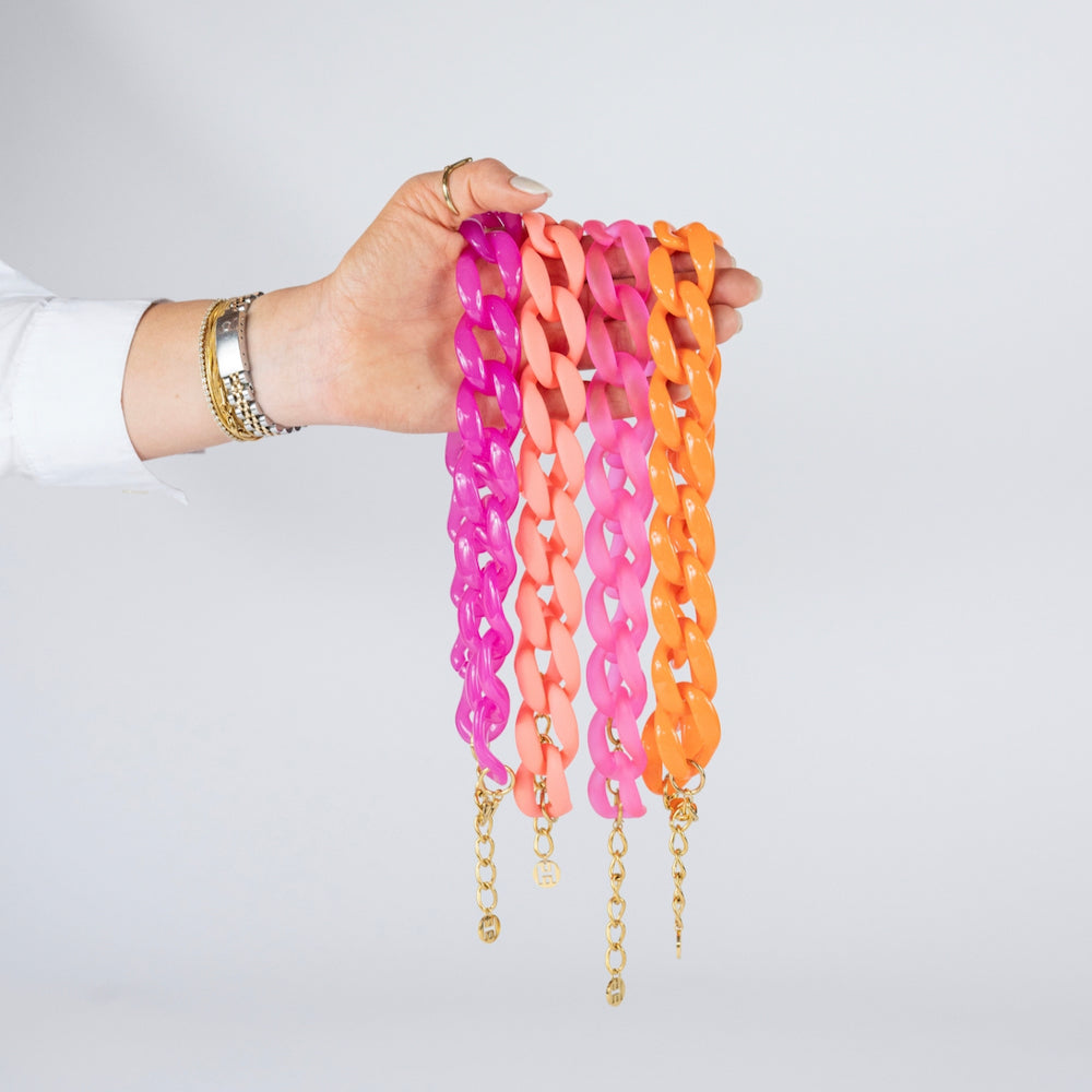 Chunky Resin Link Statement Jewelry | Bold Acrylic Chain Necklace & Bracelet