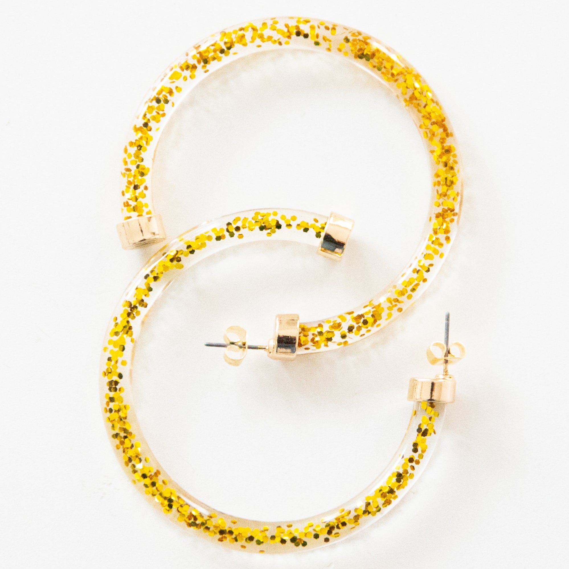 Gold Glitter Hoop Earrings