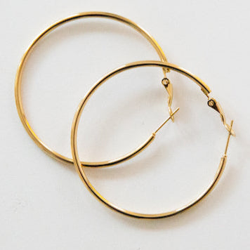 The Holly Hoop Earrings - Gold , 1.5 Inch