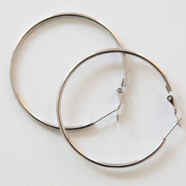 The Holly Hoop Earrings - Silver , 1.5 Inch