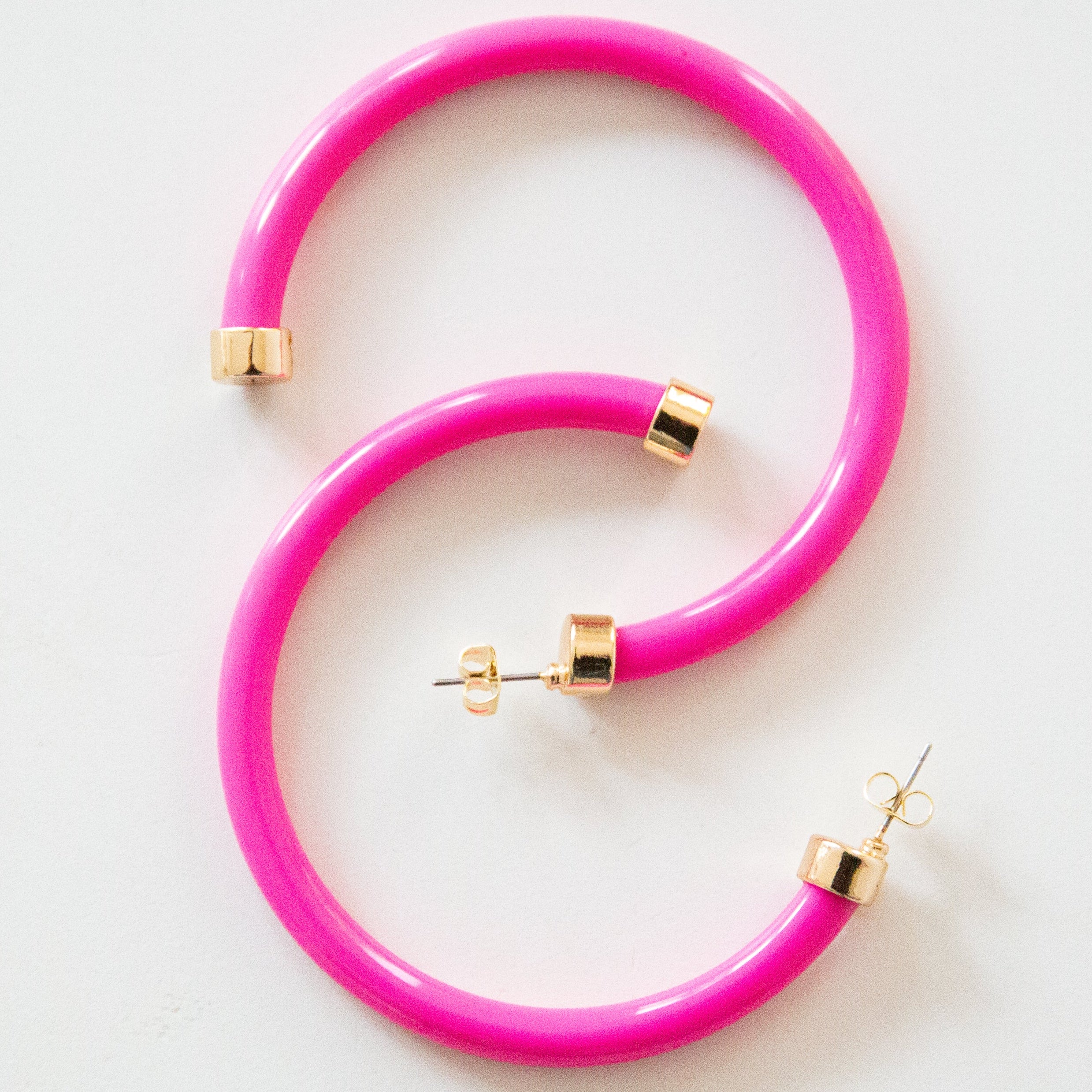 Hot Pink Hoop Earrings
