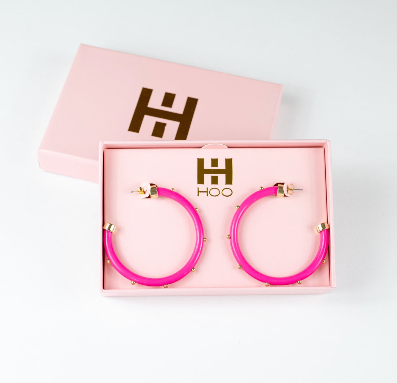 Hoops - Hot Pink with Gold Balls