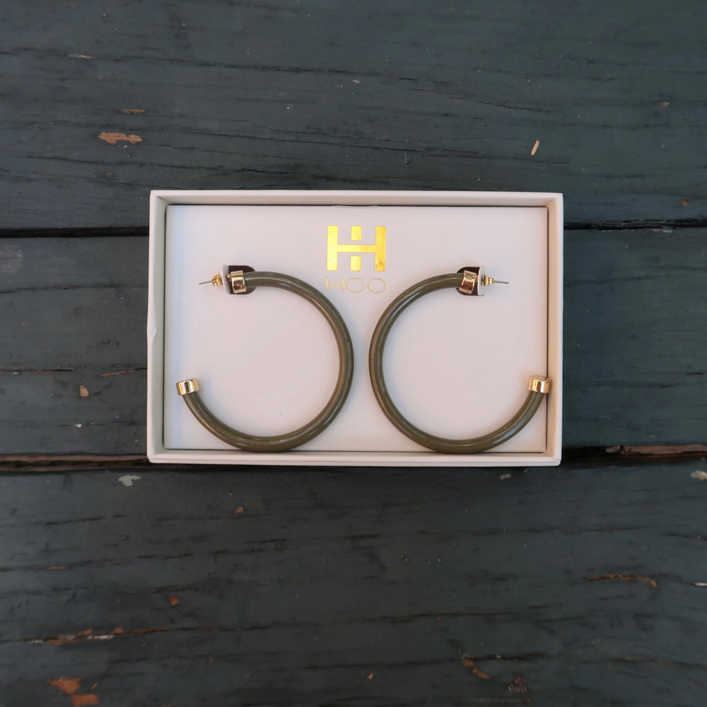 Olive Hoop Earrings