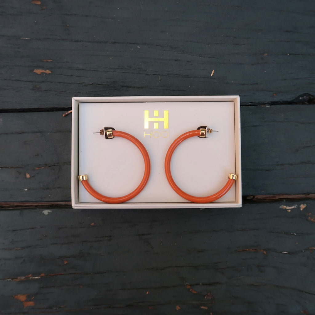 Burnt Orange Hoop Earrings