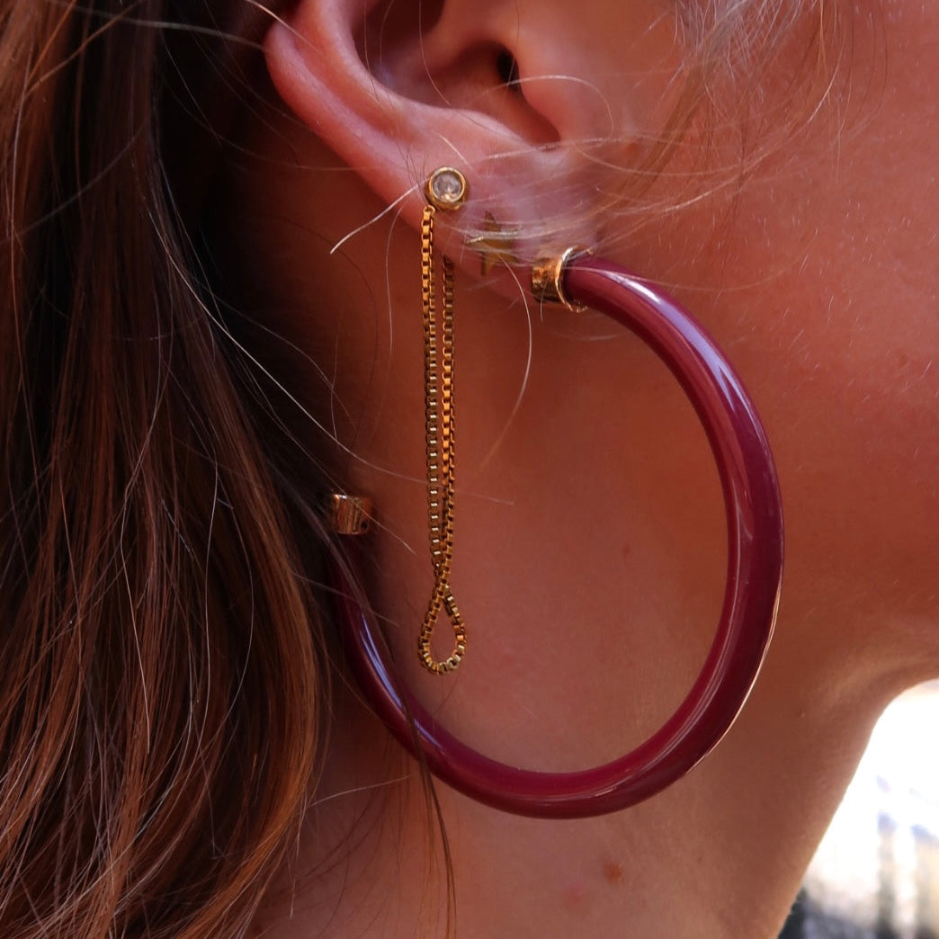 Maroon Hoop Earrings