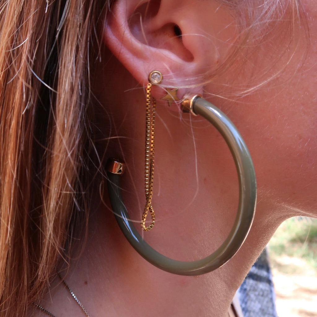 Olive Hoop Earrings