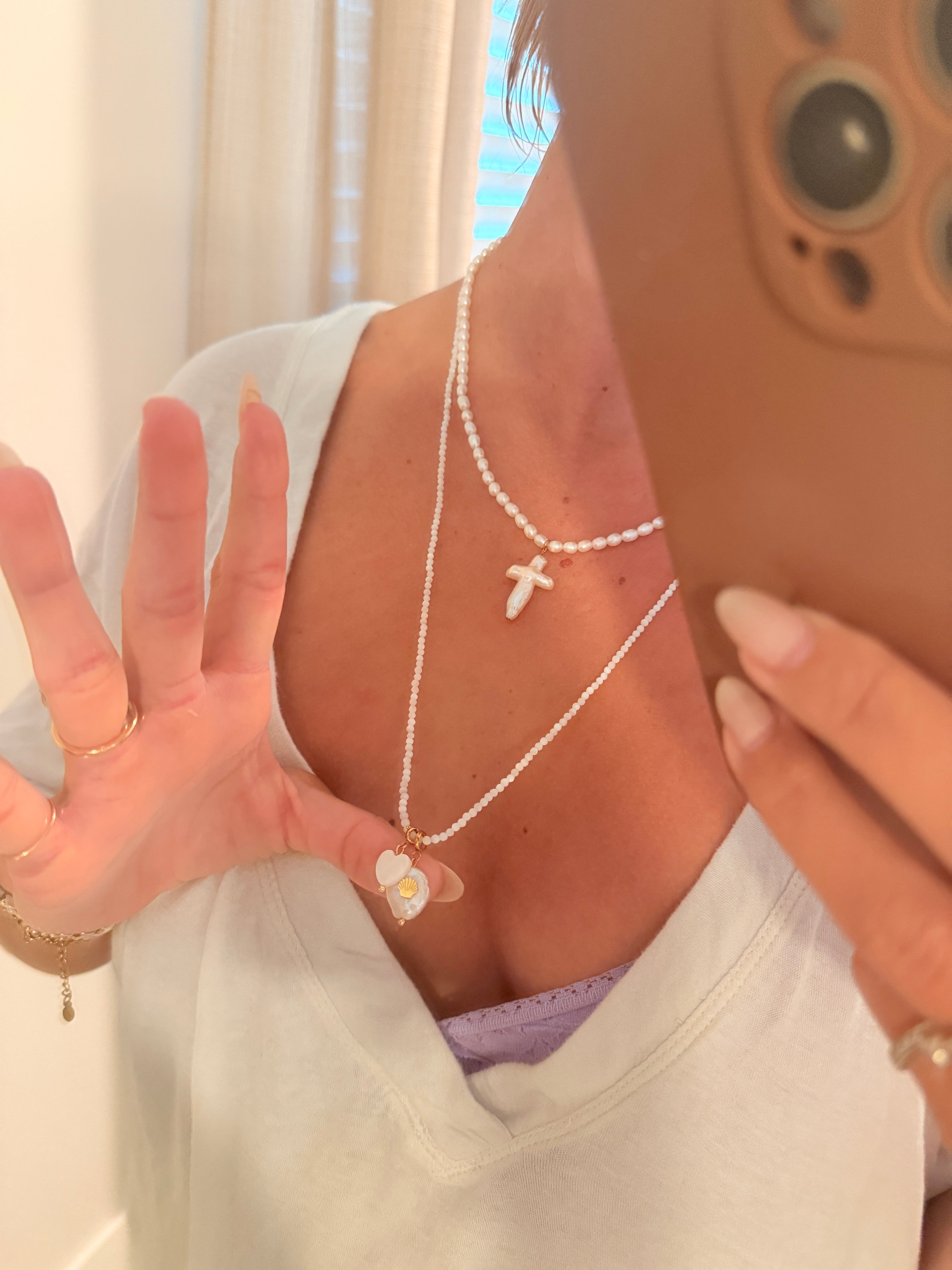Mother of Pearl Collection - Heart Charm Necklace