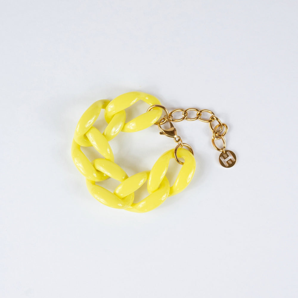 Bold Matte Chunky Link Statement Bracelet - Lemon