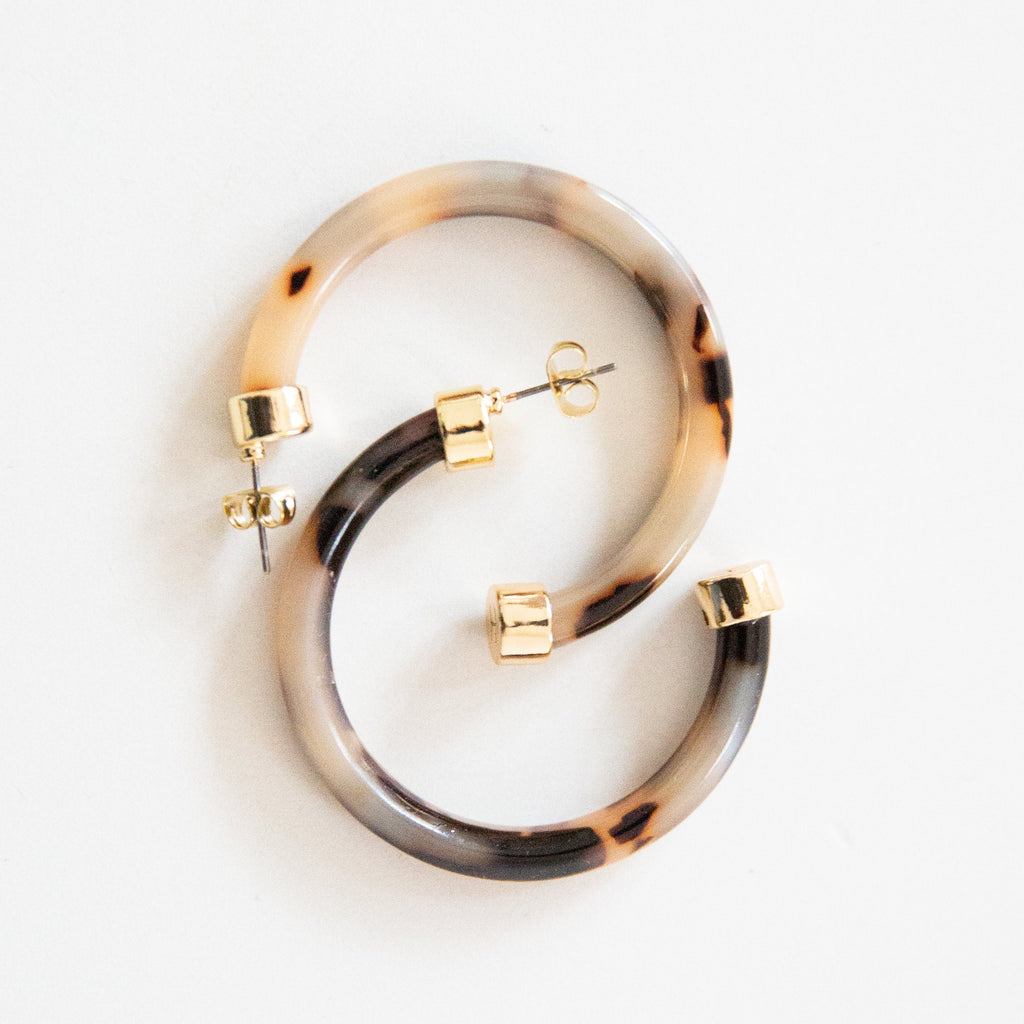 Tortoise Shell Hoop Earrings