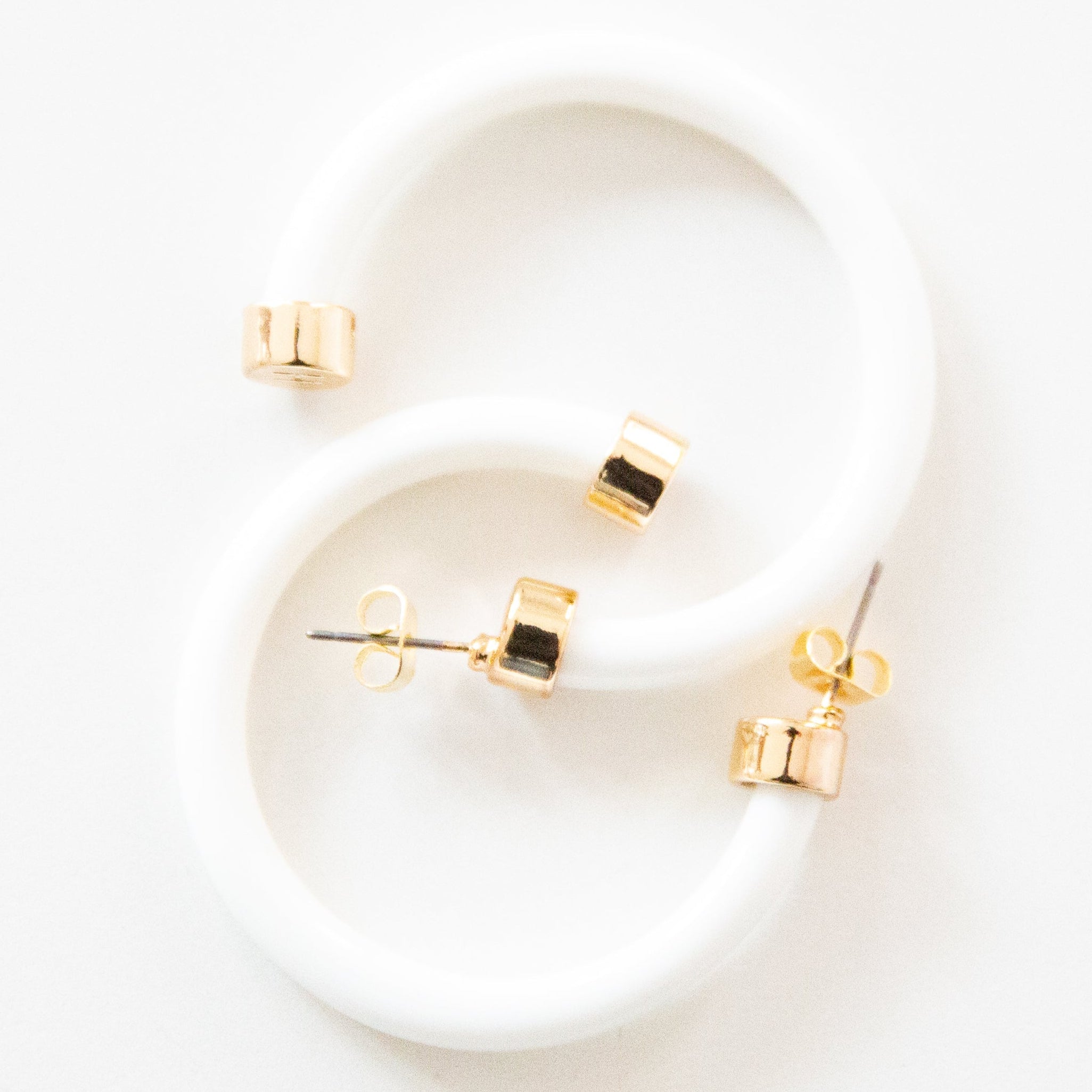 1.5" White Hoop Earrings