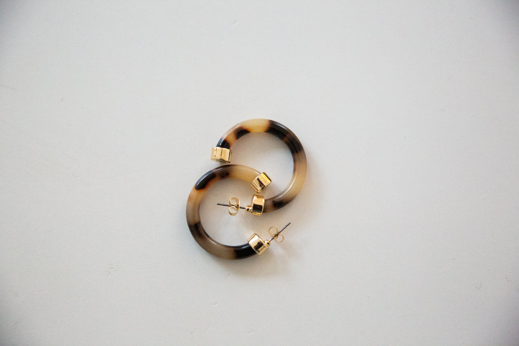 Tortoise Shell Hoop Earrings
