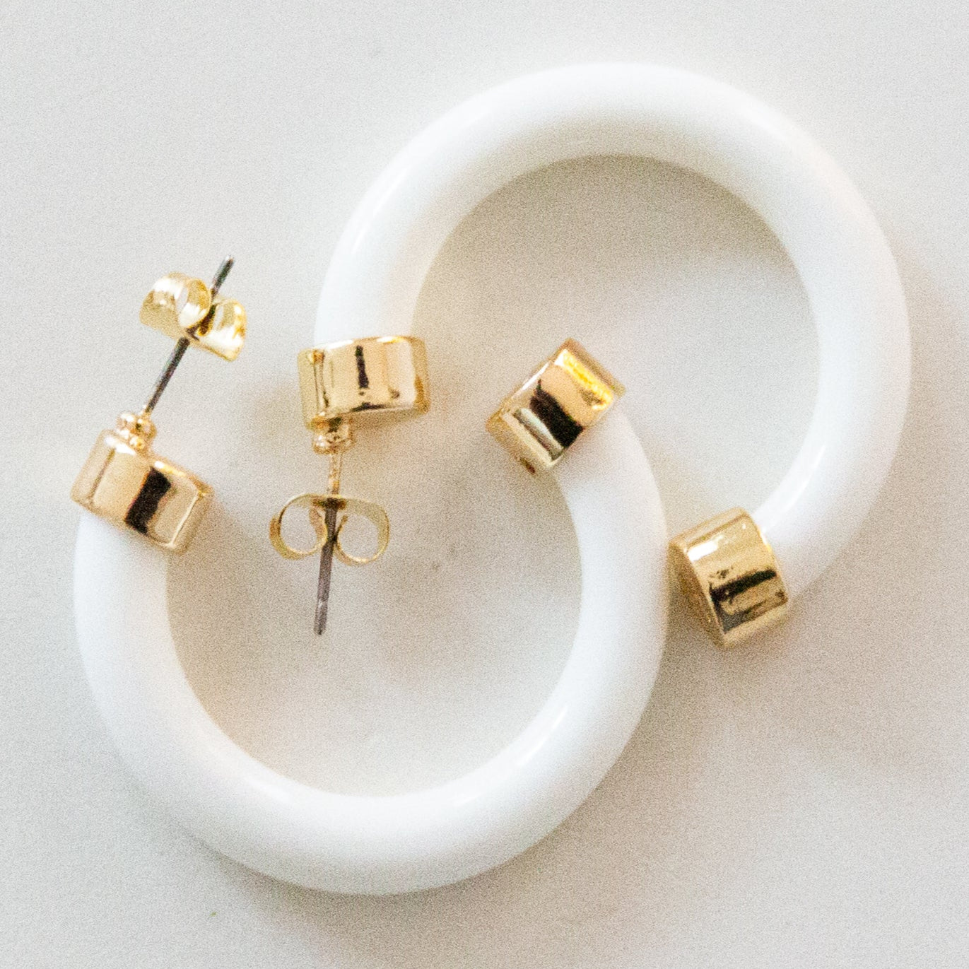 White Mini Hoop Earrings