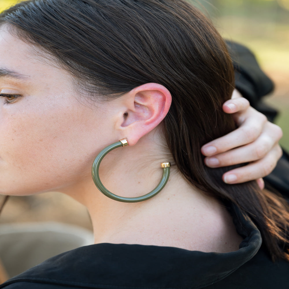 Olive Hoop Earrings