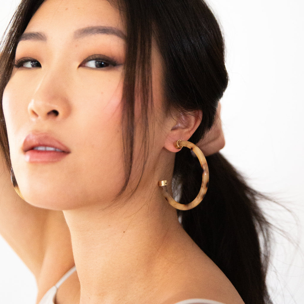 Tortoise Shell Hoop Earrings