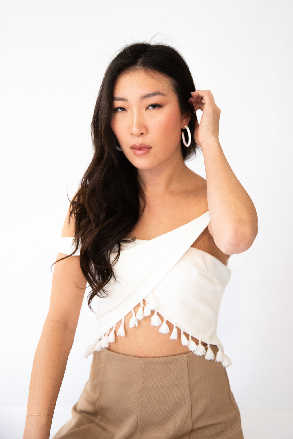 1.5" White Hoop Earrings