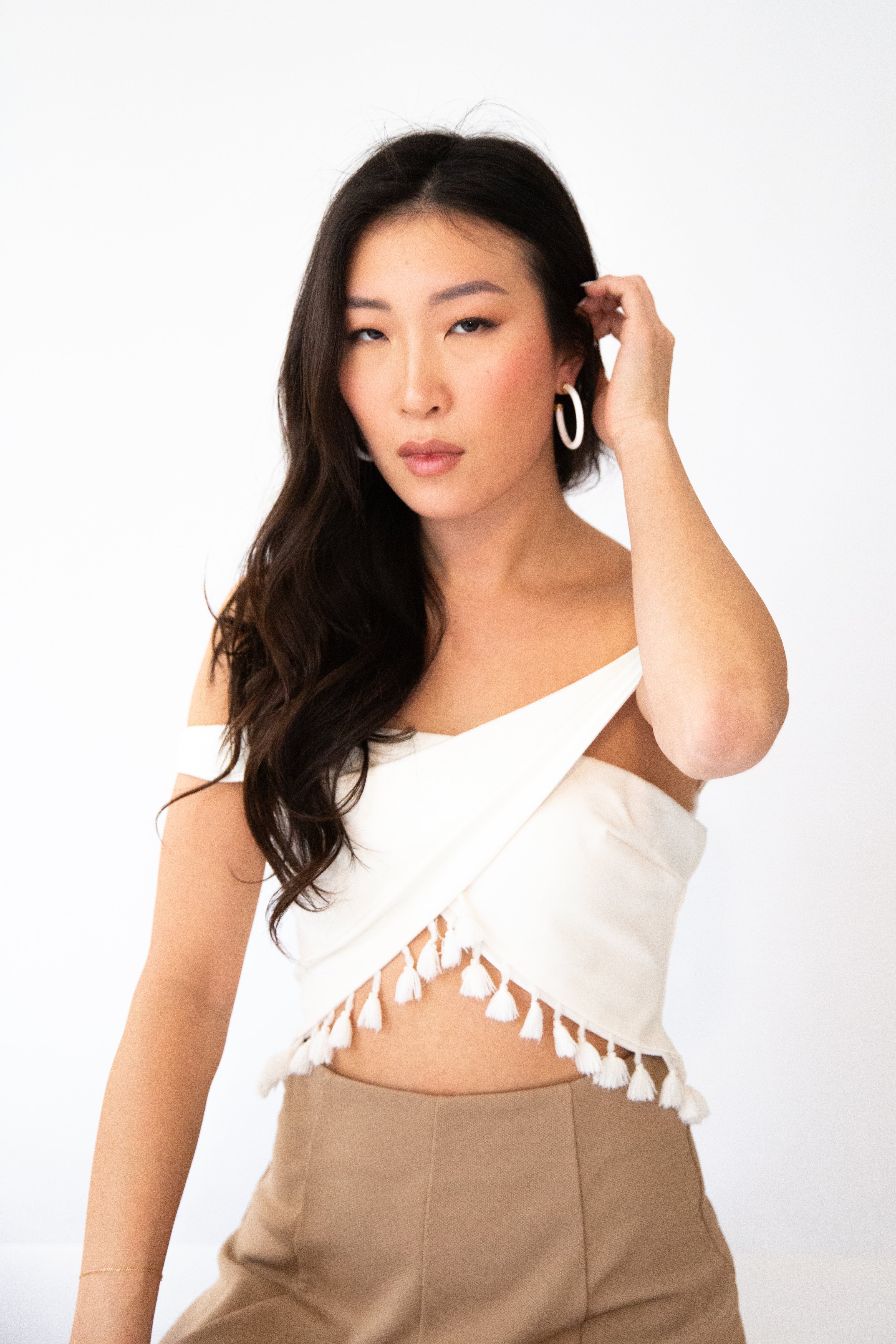 1.5" White Hoop Earrings