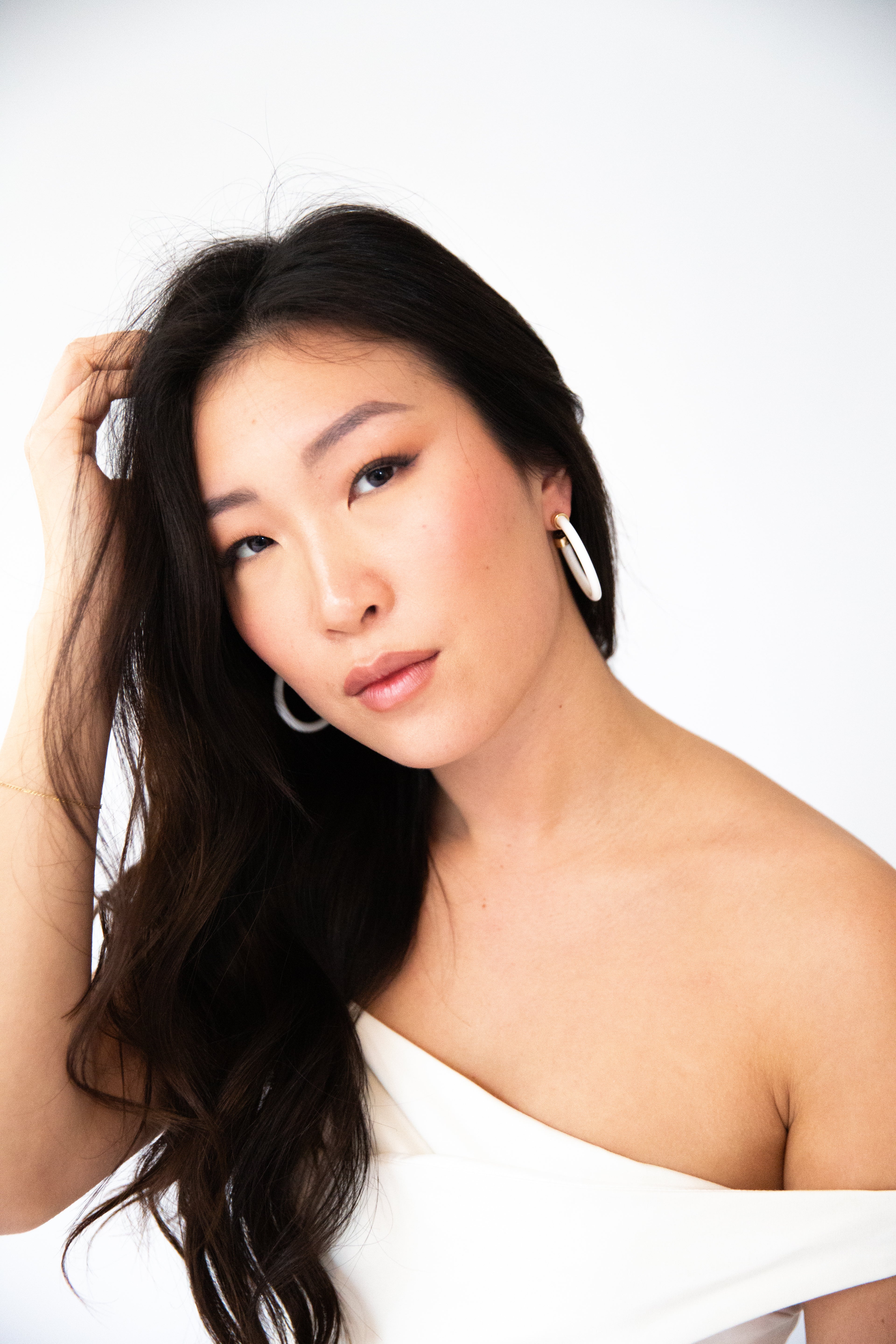 1.5" White Hoop Earrings