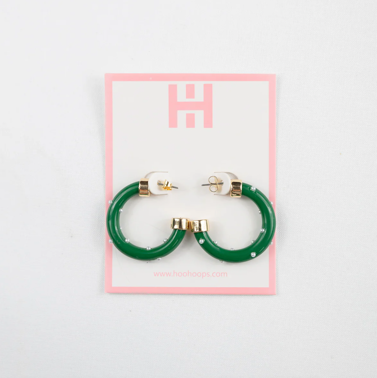 Kelly with Pearls 1-Inch Hoops - WAREHOUSE SALE