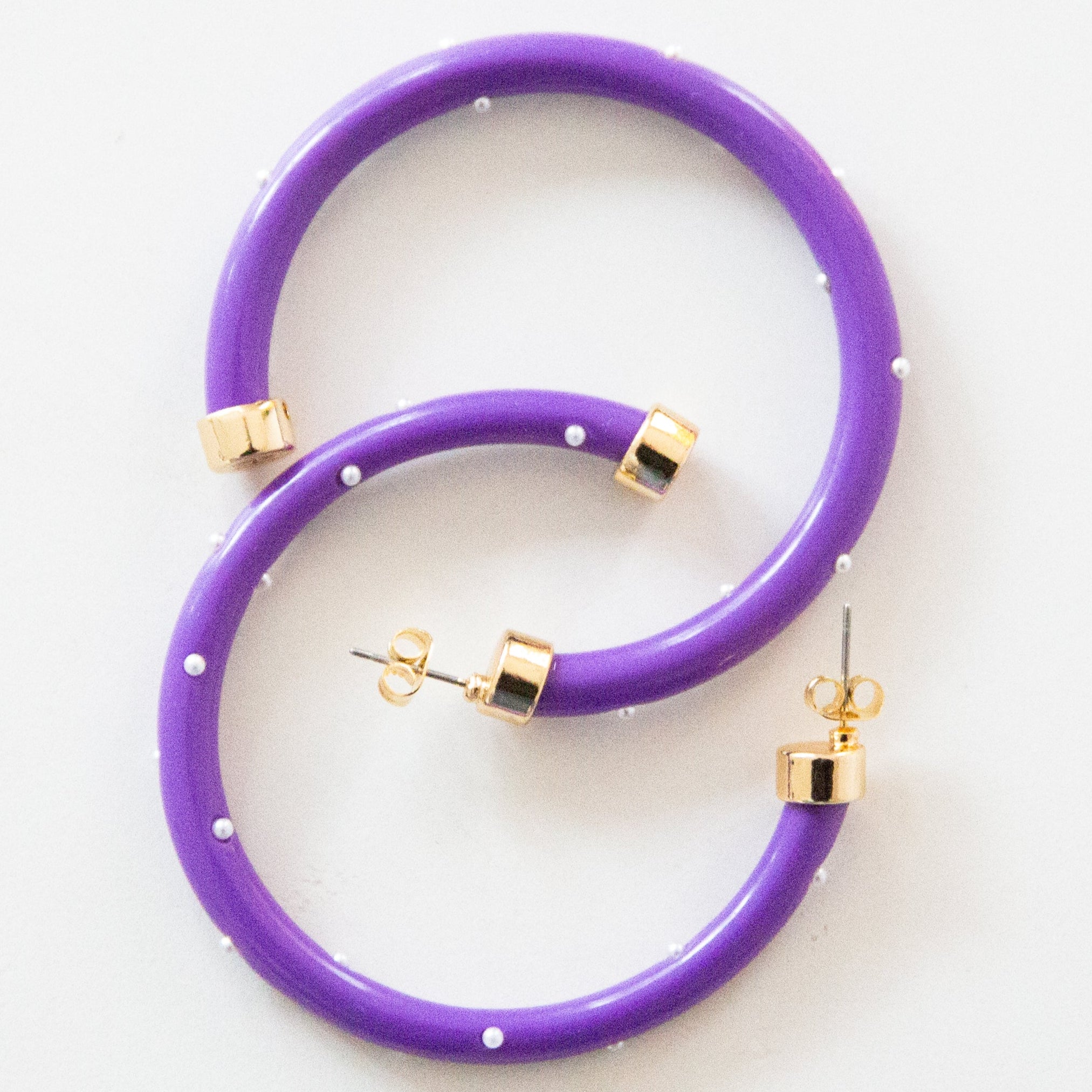 Purple with Pearls Hoop Earrings