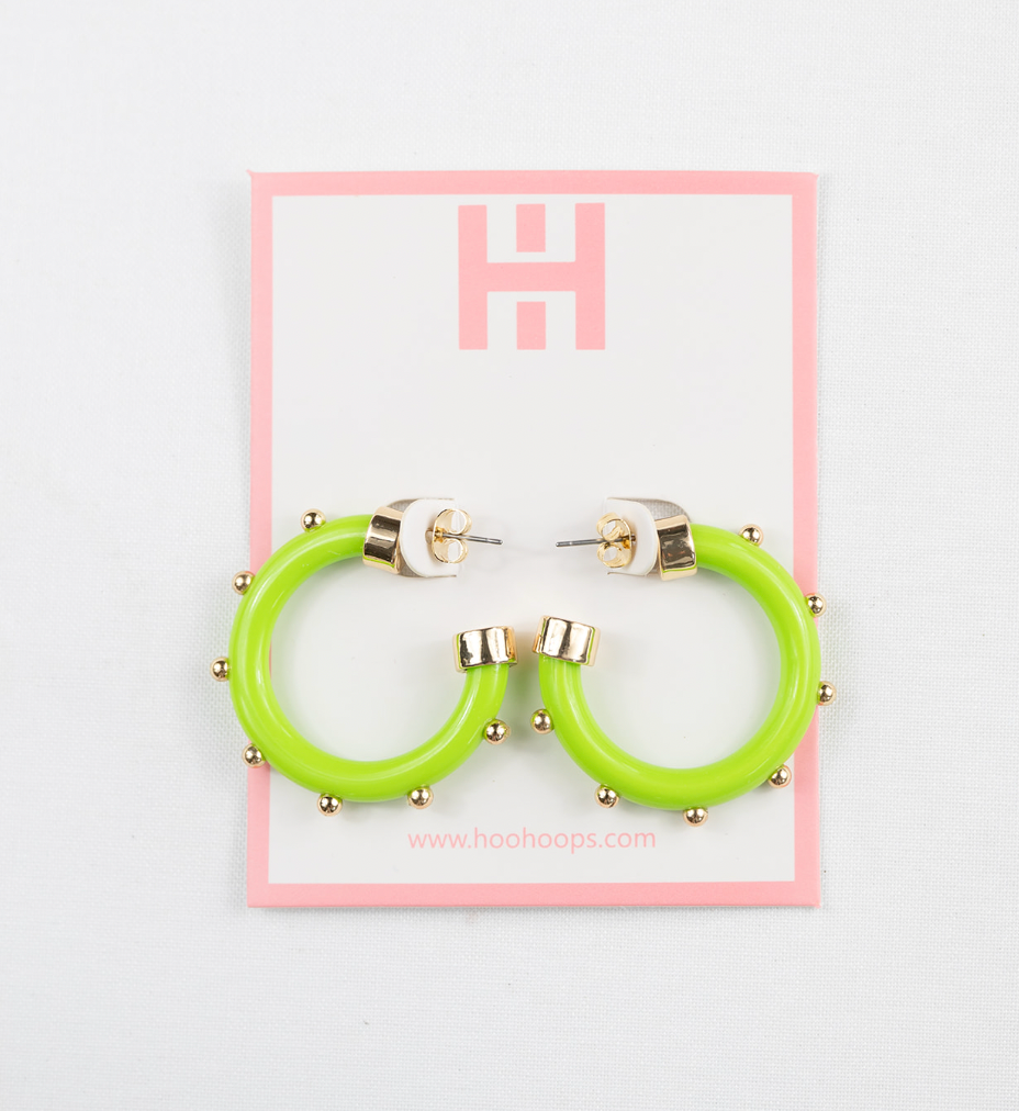 Mini Hoops - Lime with Gold Balls