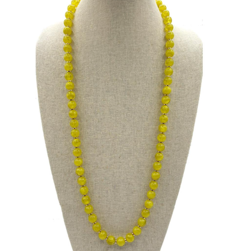 The Magnetic Closure Beaded Necklace (Yellow)