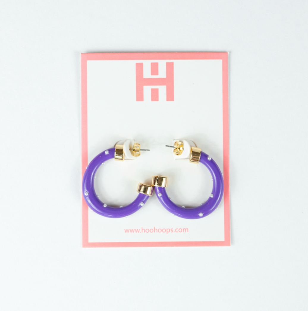 Purple with Pearls Hoop Earrings