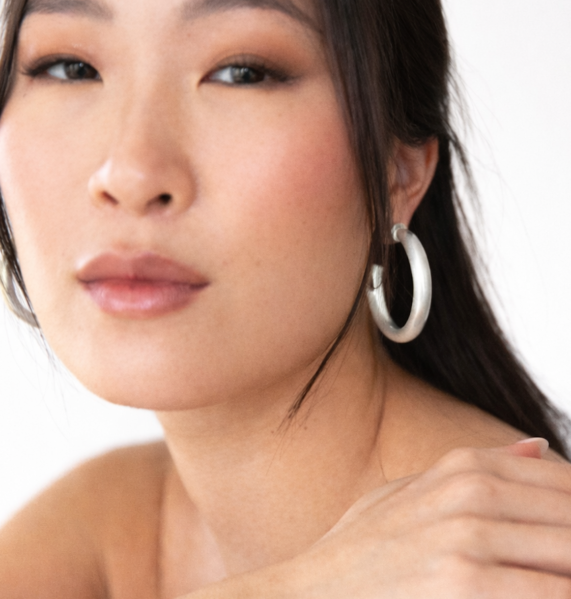 Brushed Metallic Hoop Earrings