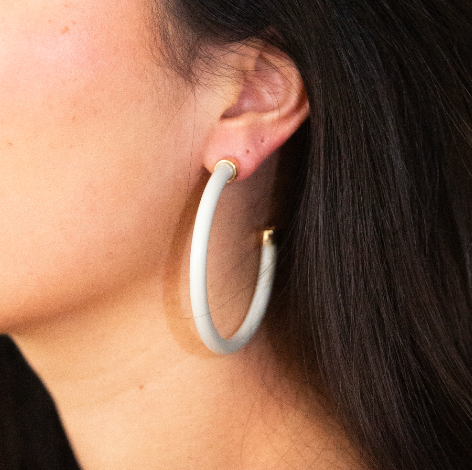 Off White Hoop Earrings