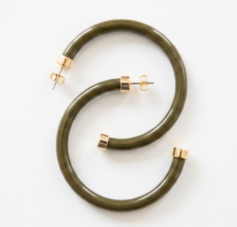 Olive Hoop Earrings
