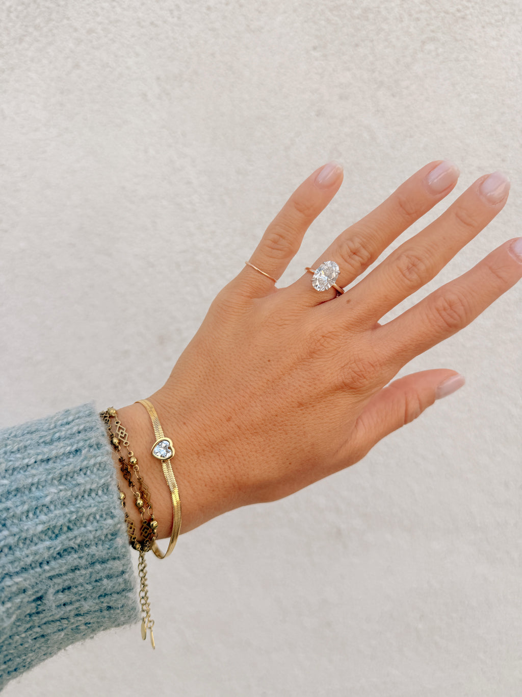 Snake Chain Bezel Heart Bracelet
