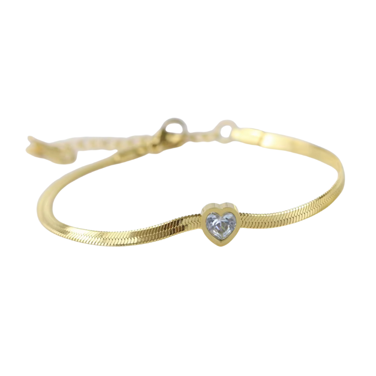 Snake Chain Bezel Heart Bracelet