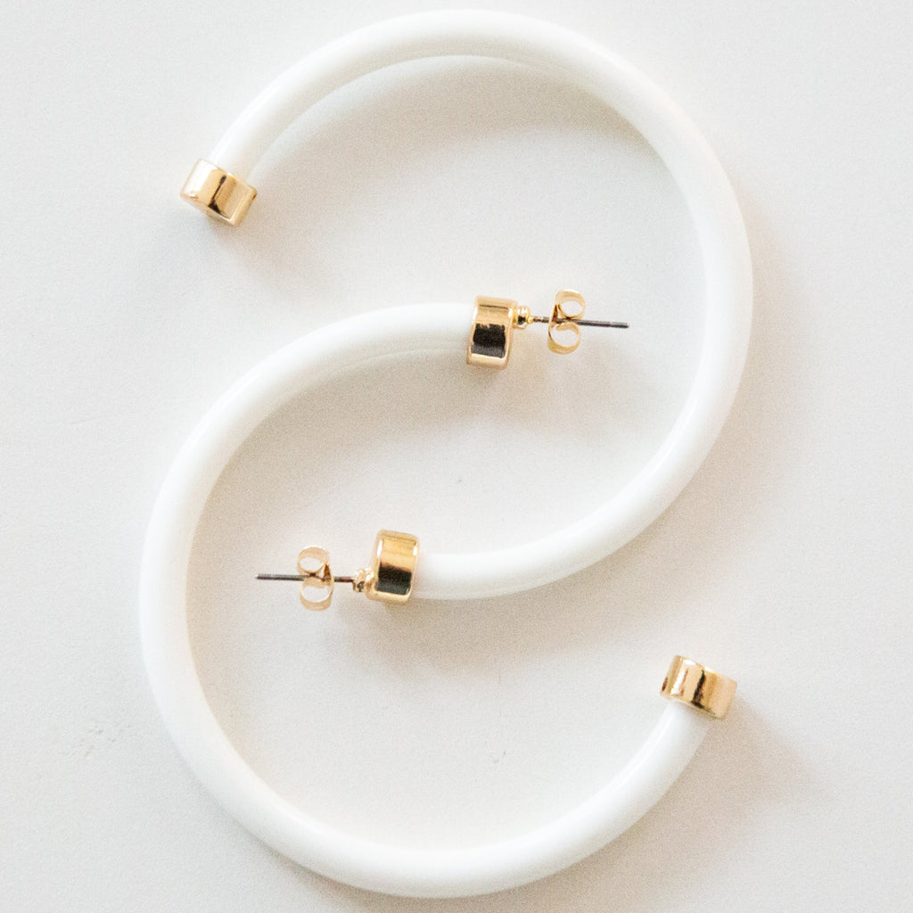 White Hoop Earrings